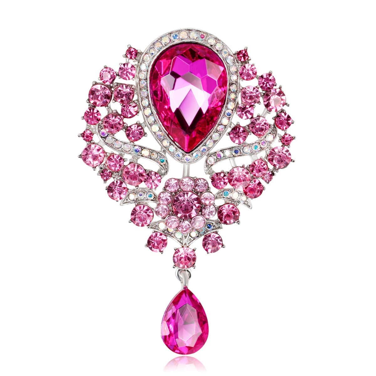 Rose Crystal & Cubic Zirconia Botany Brooch