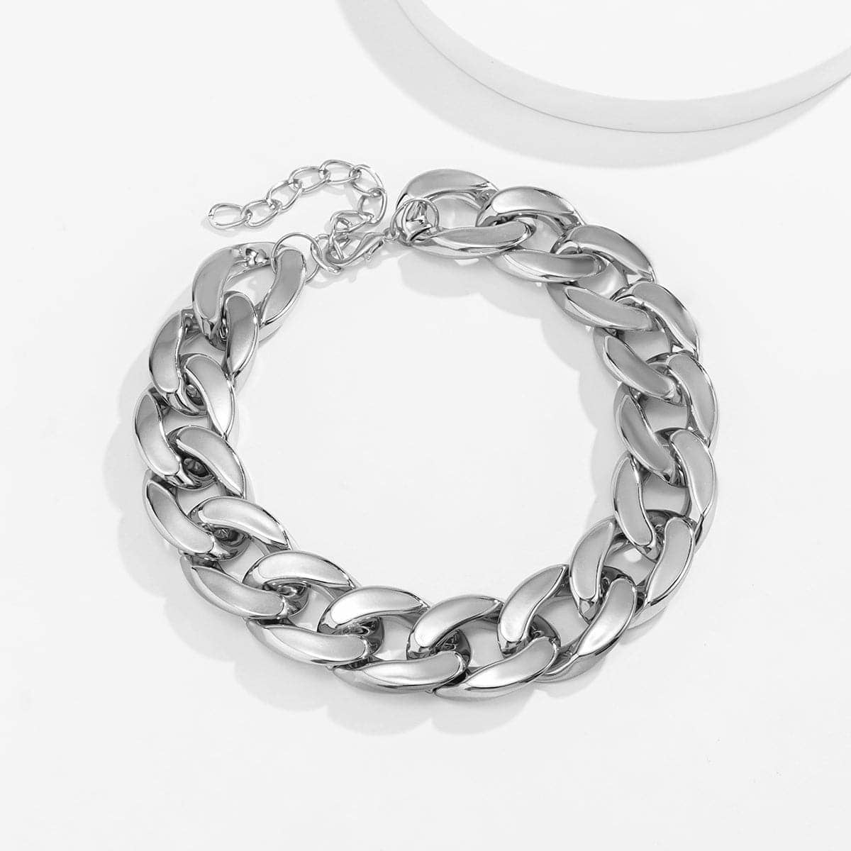 Silvertone Curb Chain Choker Necklace