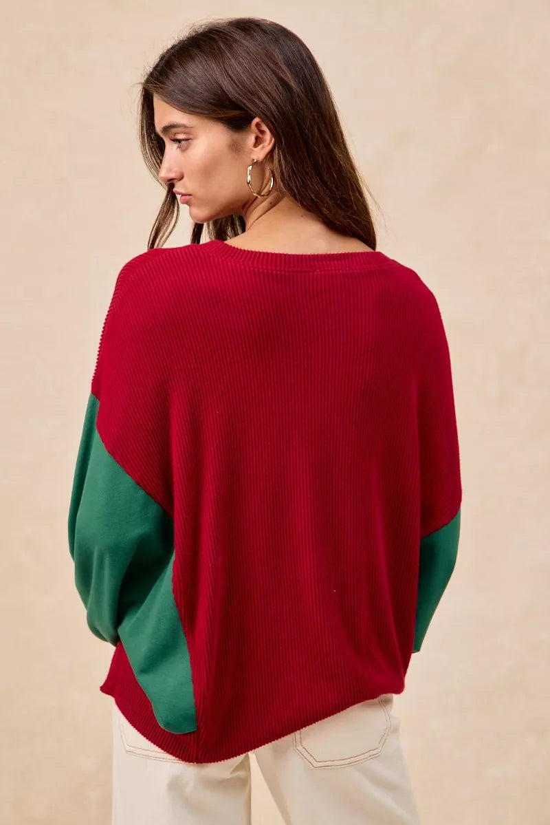 BiBi Christmas Theme Tree Embroidered Sweater