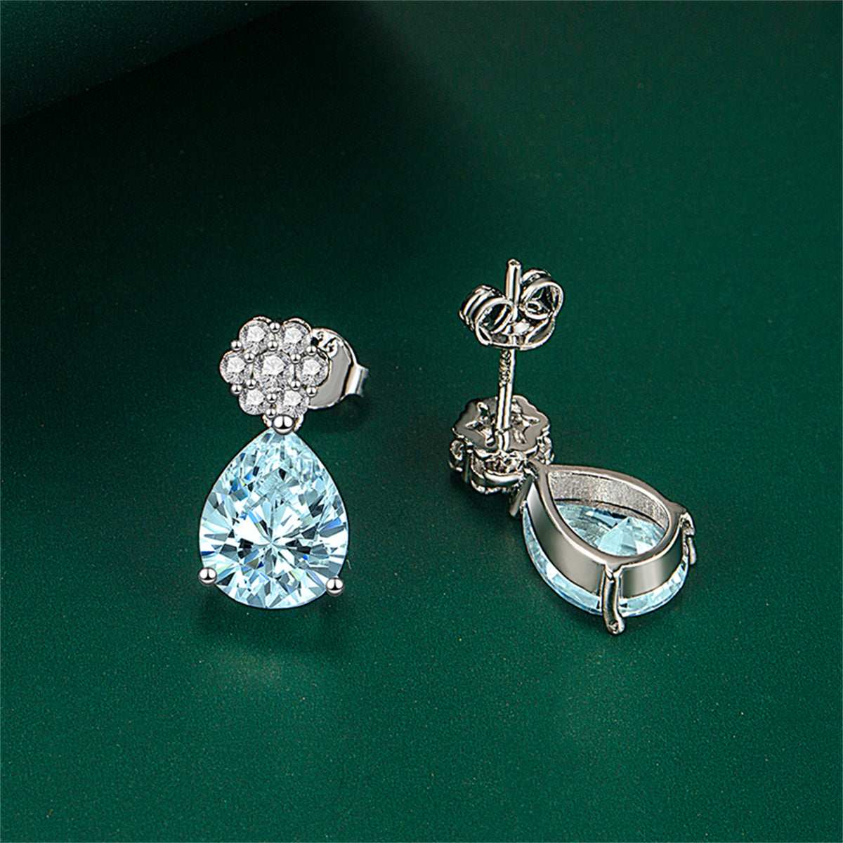 Cubic Zirconia & Clear Crystal Floral Drop Earrings