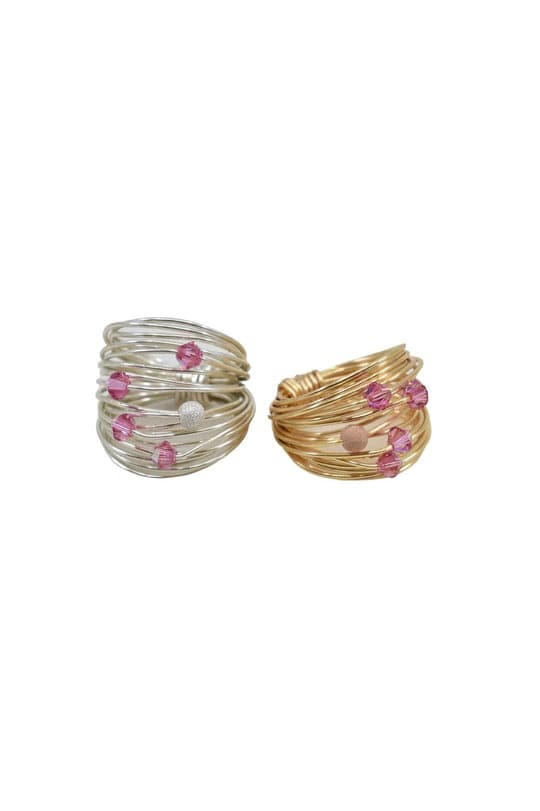 Marcia Wire Wrap Ring in Teal and Silver