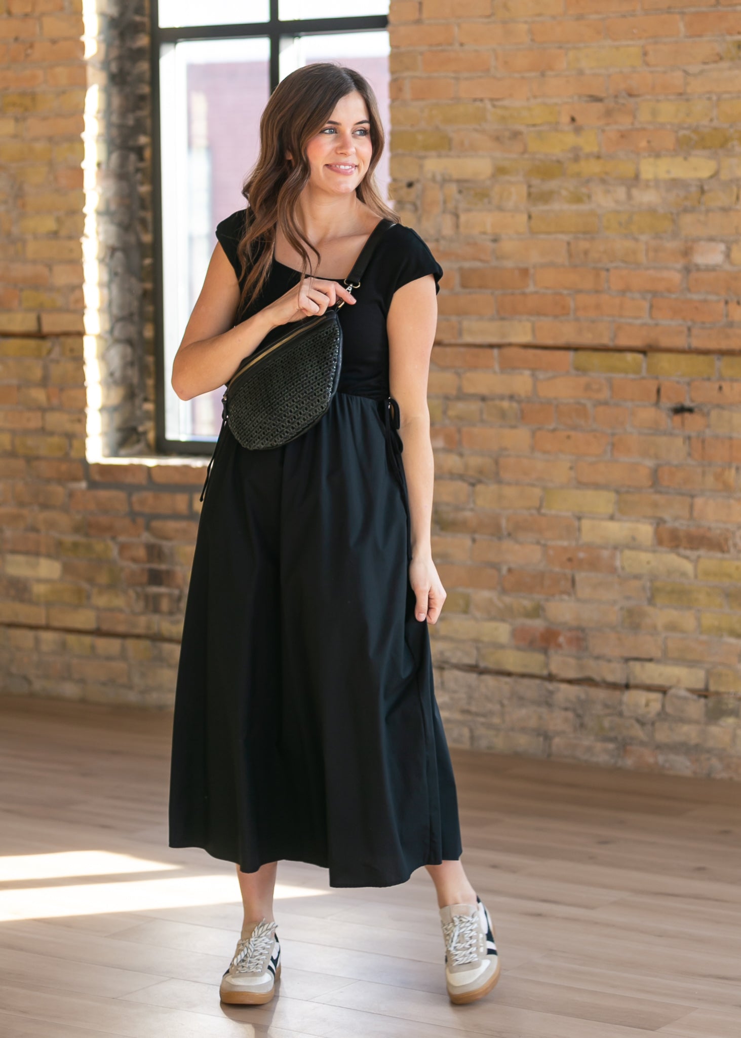 black dress flattering Eleanor Black A-line Maxi Dress S