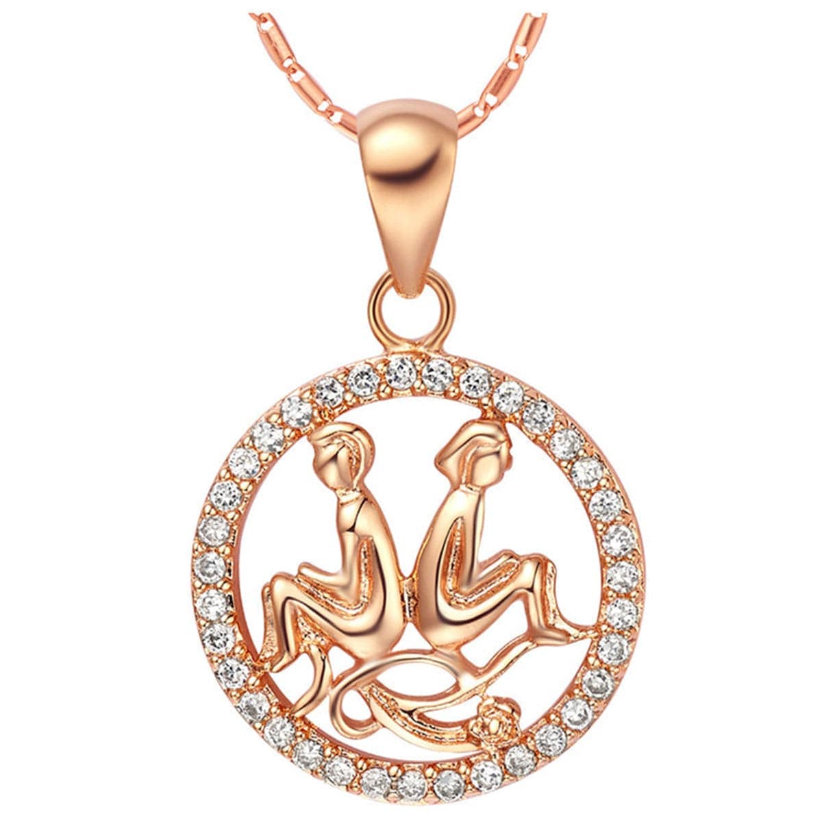 Cubic Zirconia & Rose Goldtone Gemini Pendant Necklace