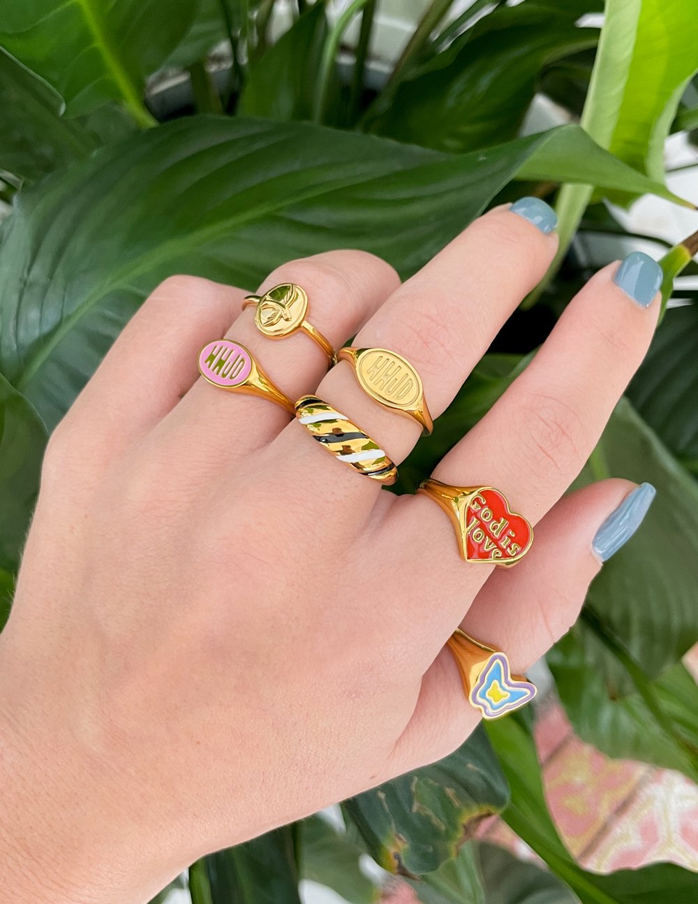 Elevated Faith Enamel Croissant Ring