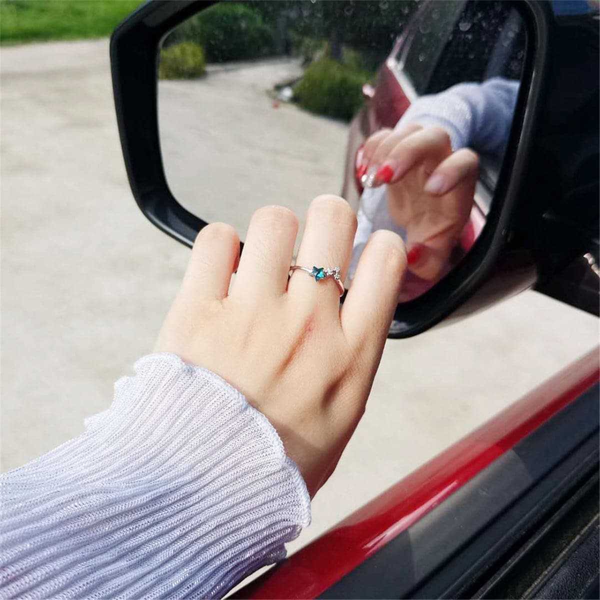 Blue Crystal & Cubic Zirconia Star Bypass Ring