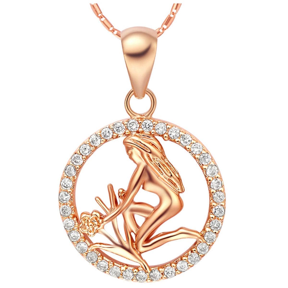 Cubic Zirconia & Rose Goldtone Virgo Pendant Necklace