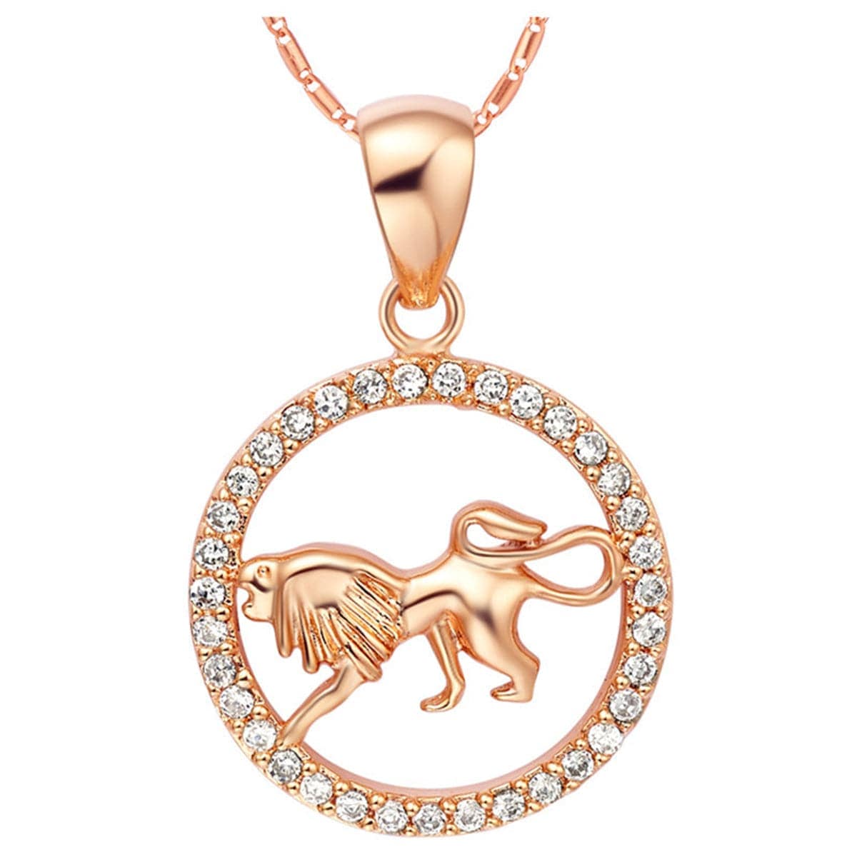 Cubic Zirconia & Rose Goldtone Leo Pendant Necklace