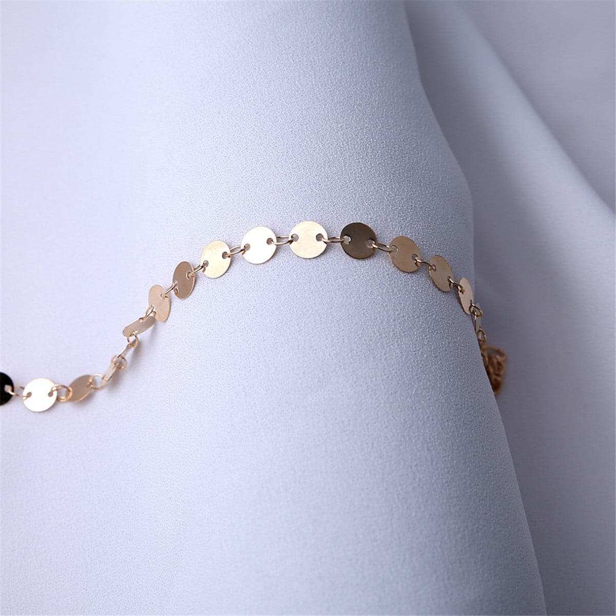 Goldtone Disc Mariner Chain Anklet