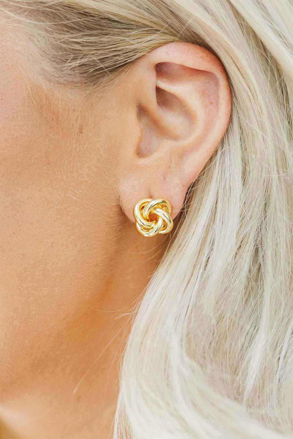Threaded Pear Gold Knotted Stud Earrings