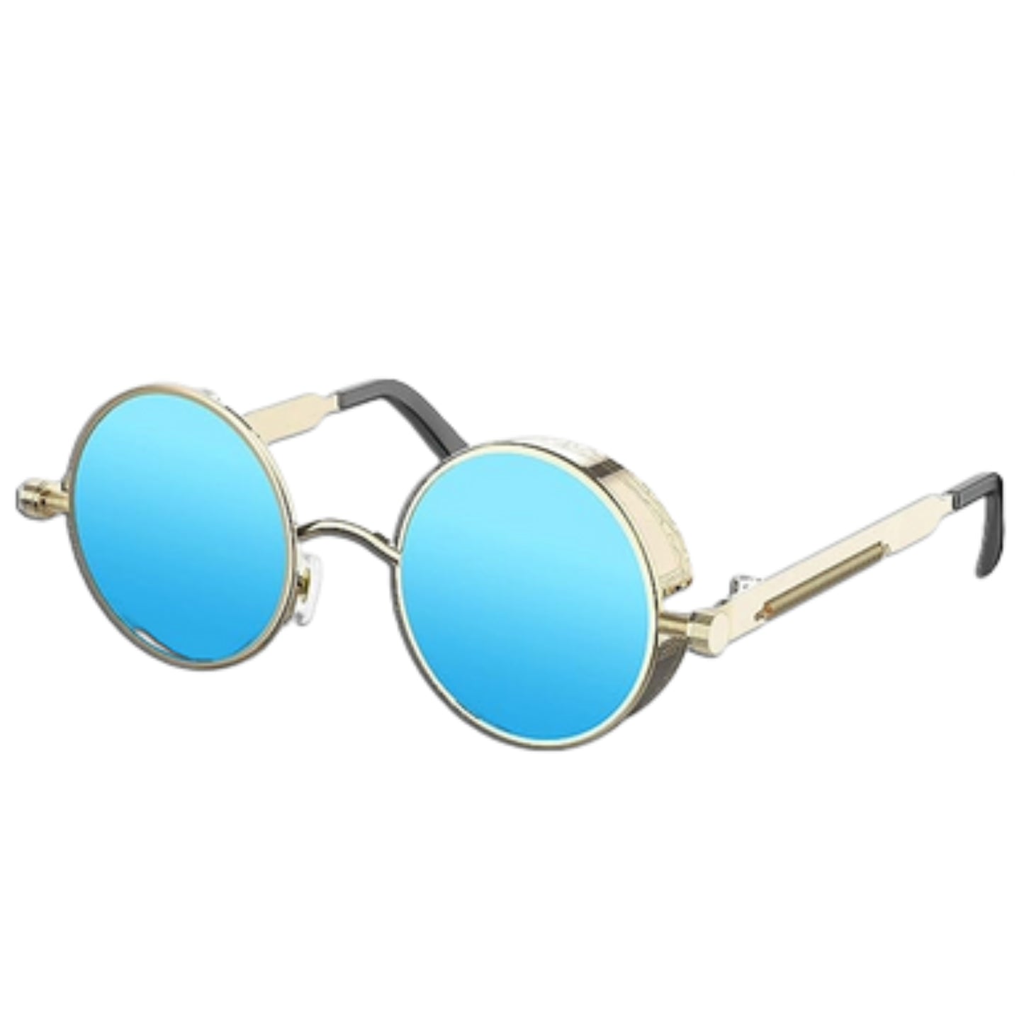 Prime Goods Retro Round Polarized Sunglasses Men Women Vintage Gothic Steampunk Glasses - Black/Black