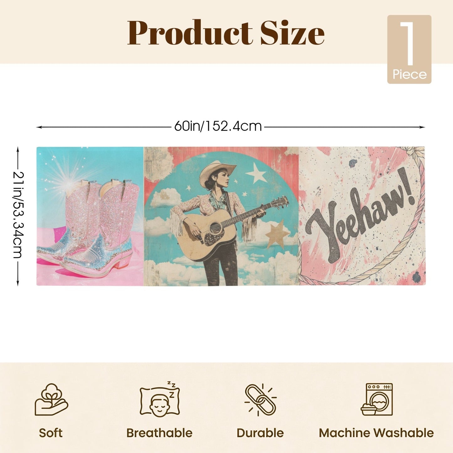 Baha Ranch Yeehaw Cowgirl Body Pillow Cover Made in America