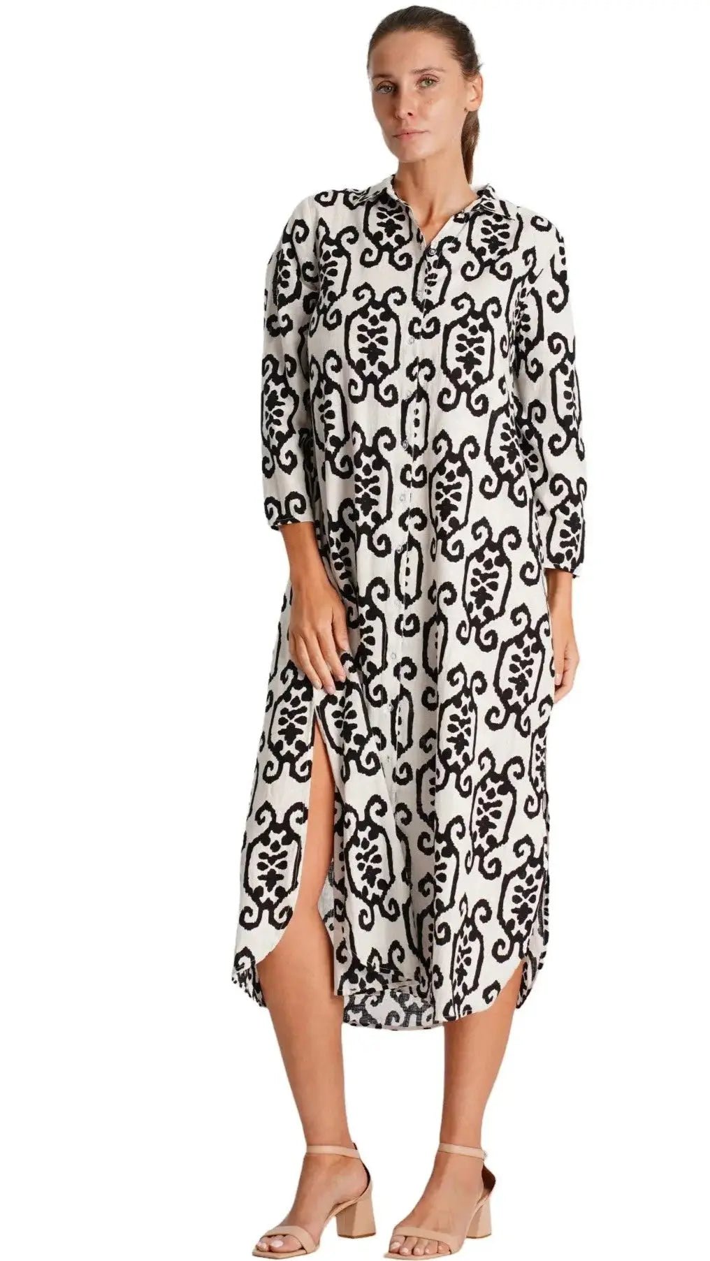 White / Black Ikat Print-