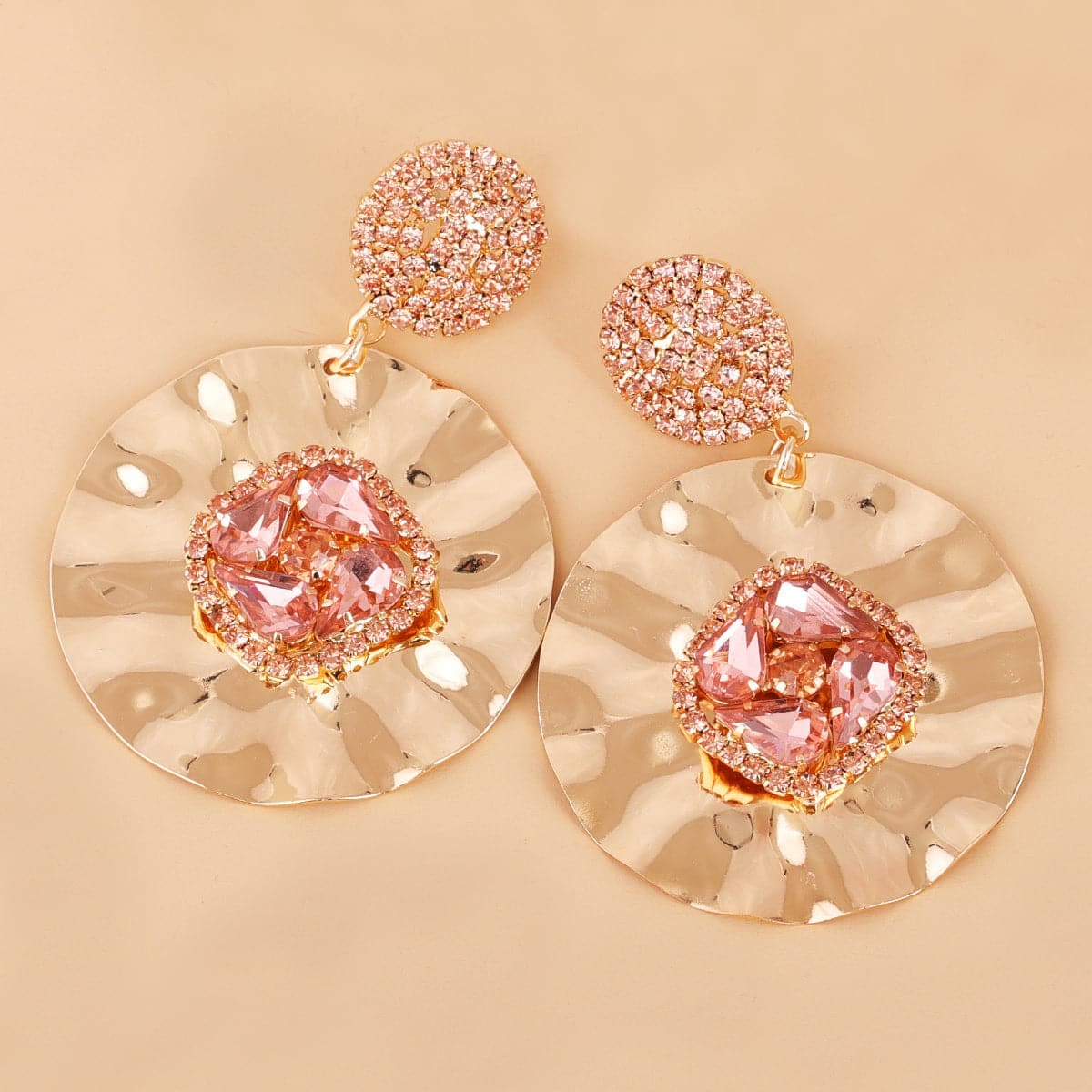 Pink Crystal & Cubic Zirconia Goldtone Drop Earrings