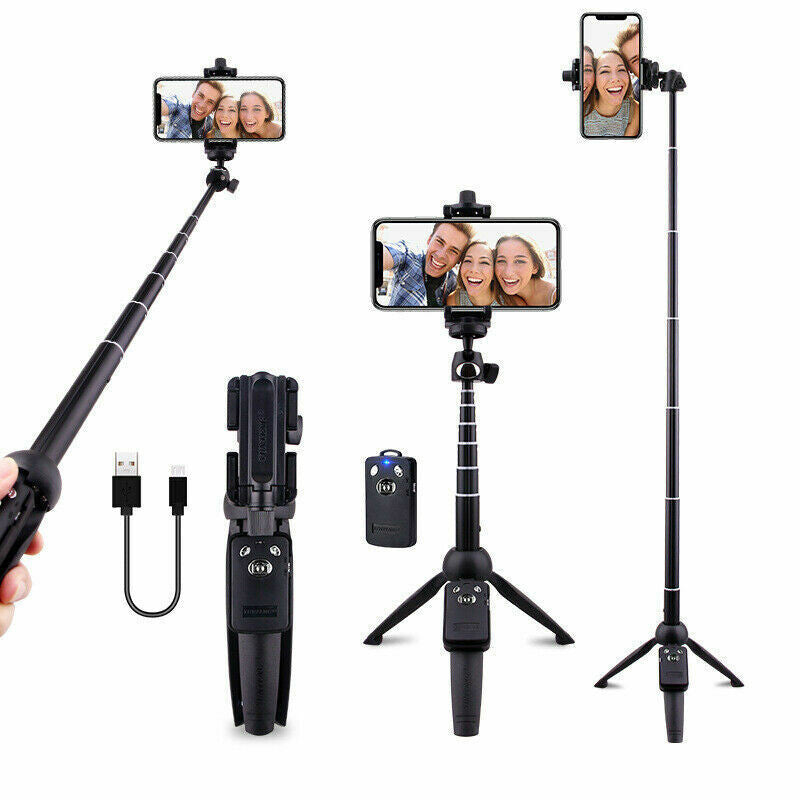 Prime Goods Selfie Stick Tripod 40" Bluetooth Remote Portable for iPhone and Android Phones - Black
