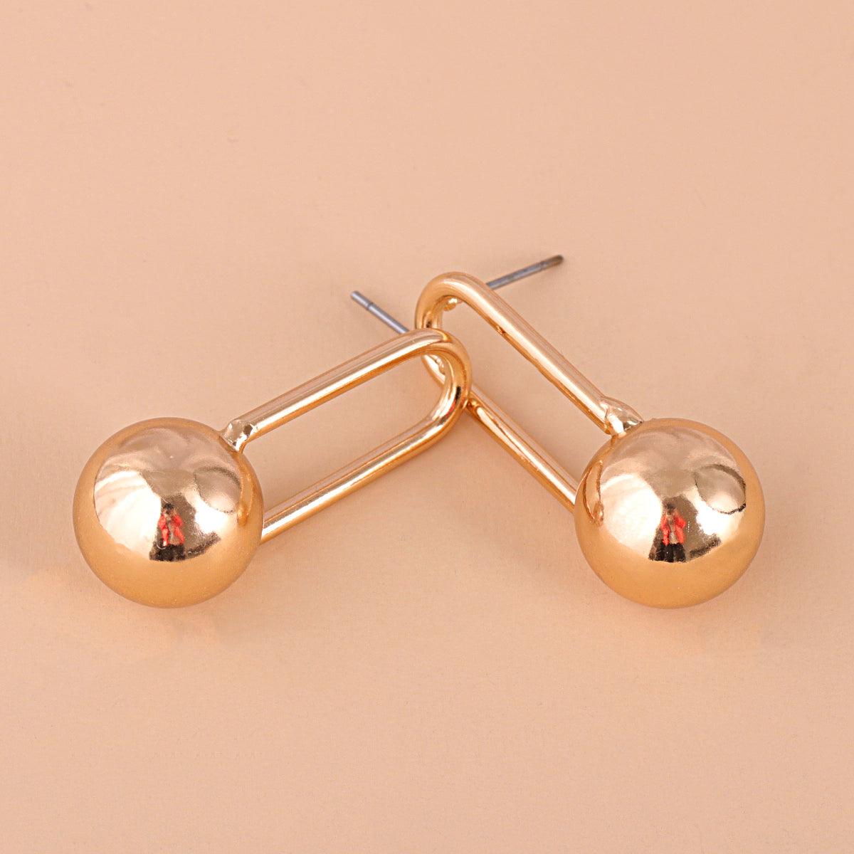 Goldtone Pin & Ball Drop Earrings
