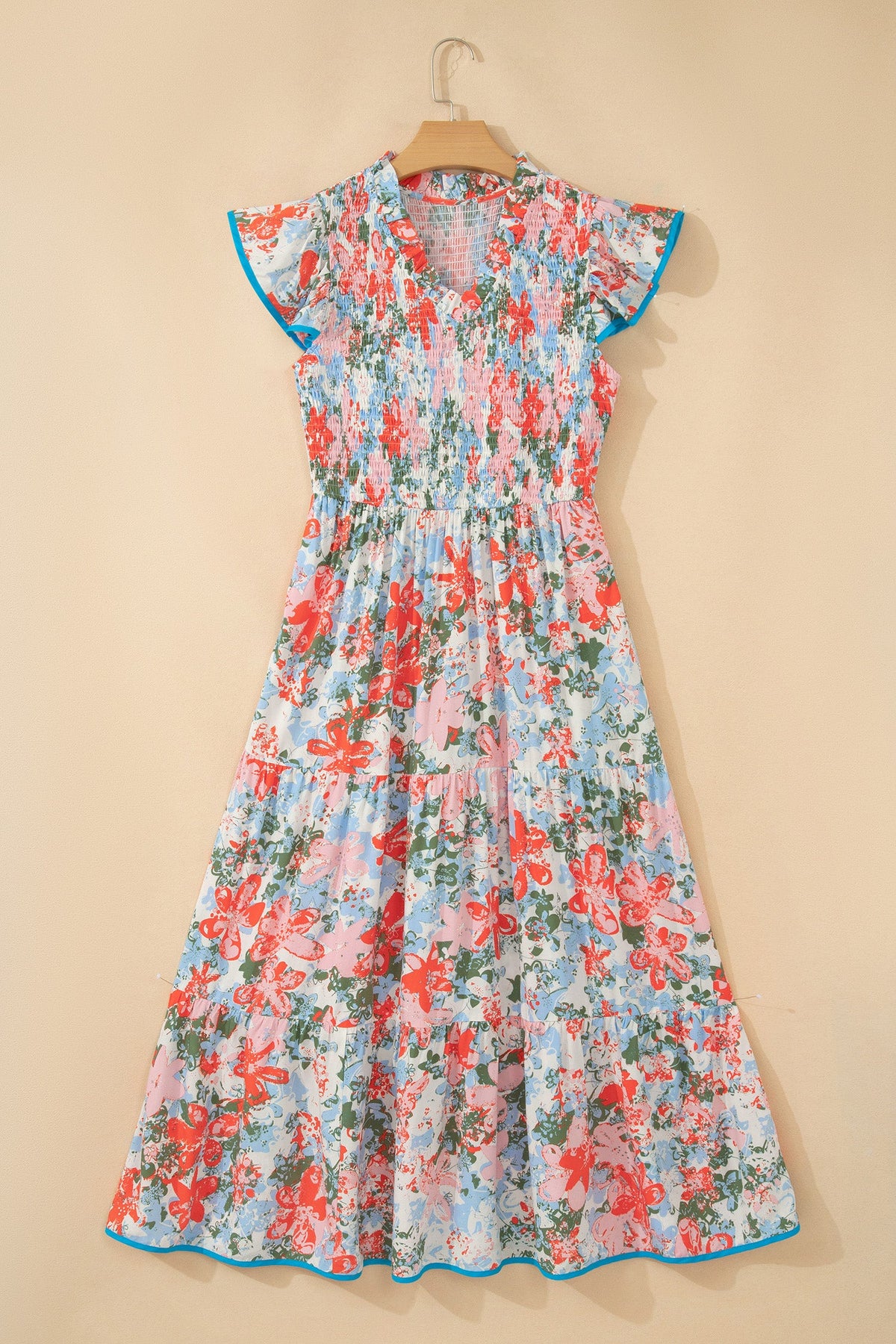Threaded Pear Nina Flutter Sleeve Long Dress