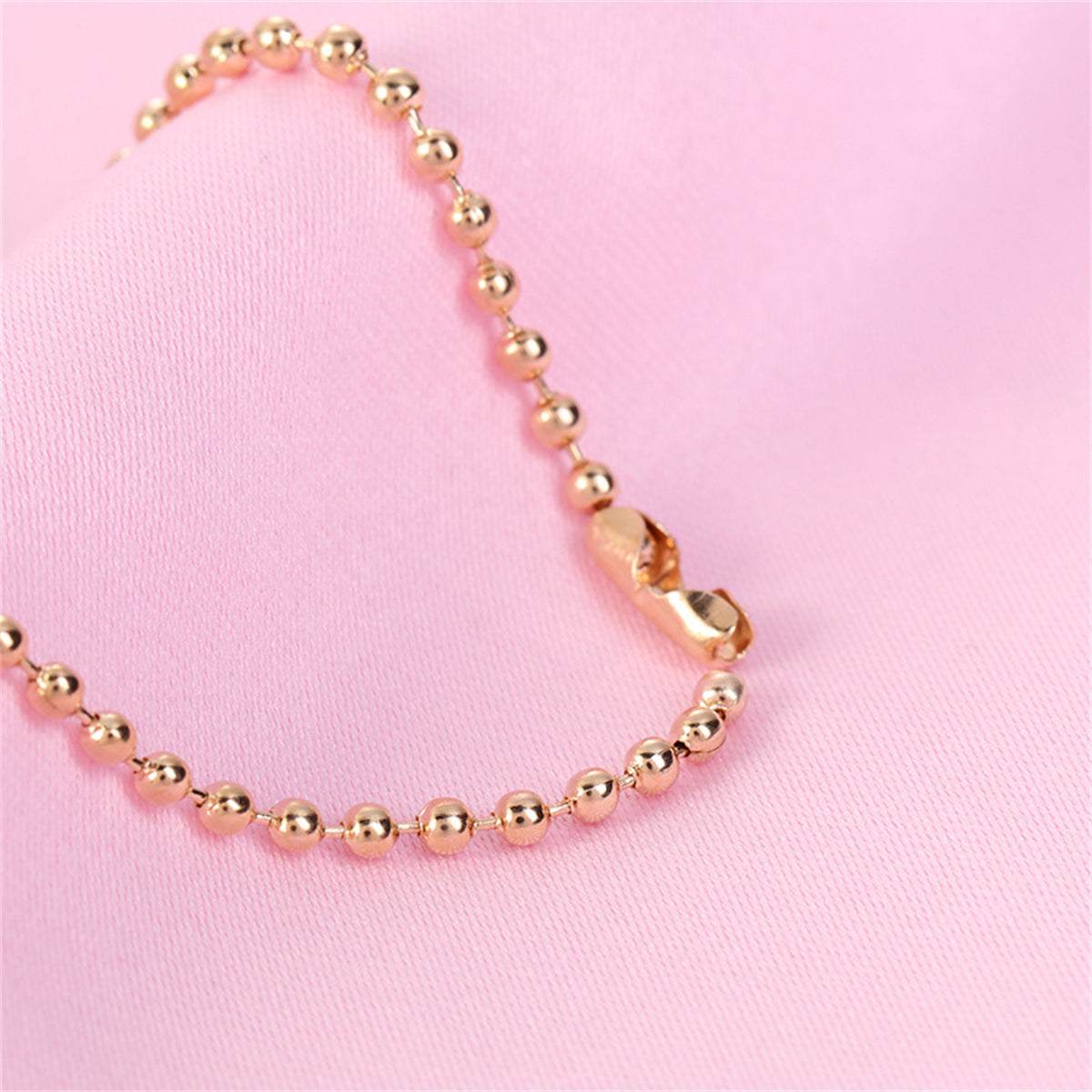 Goldtone & Light Pink Heart Pendant Necklace