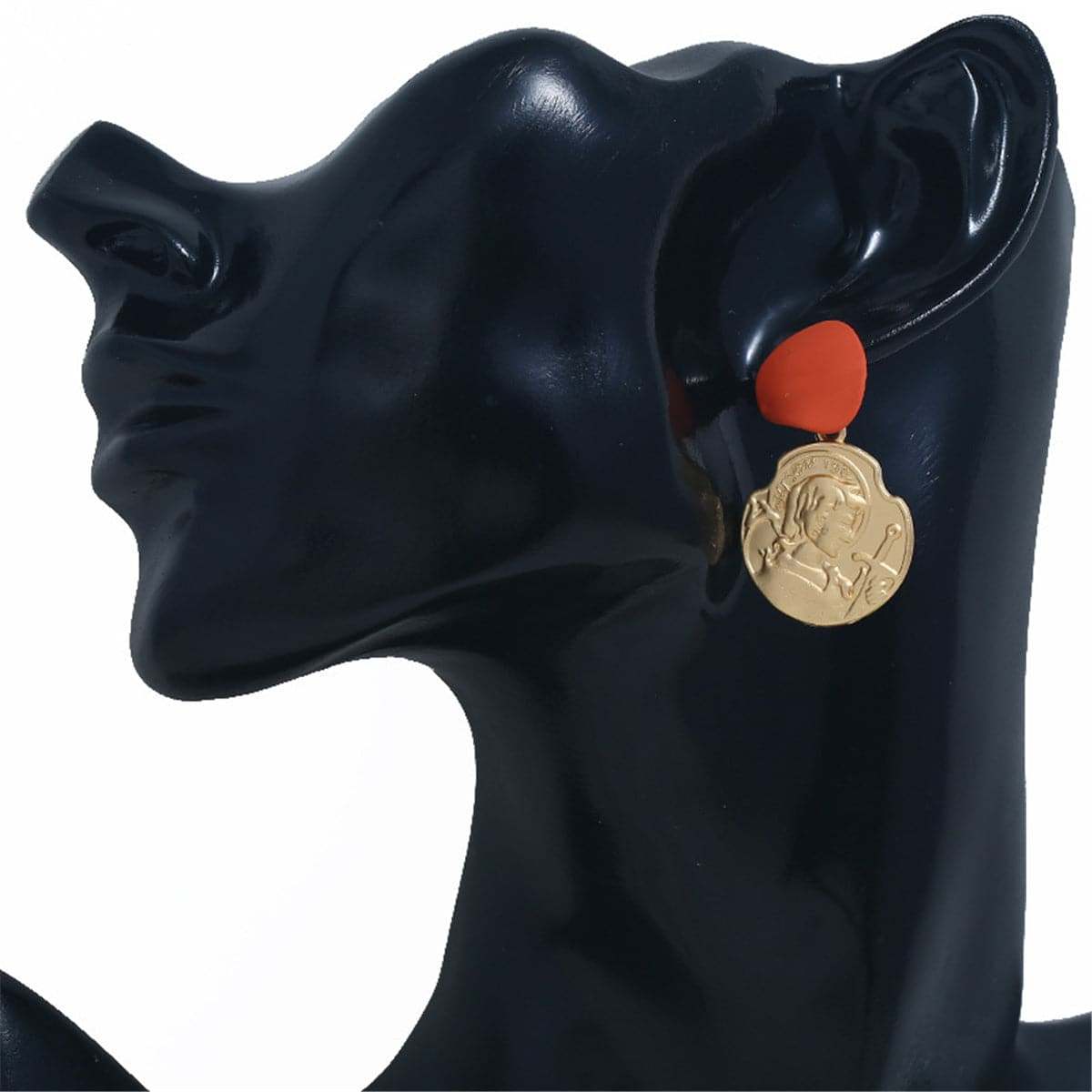 Enamel & Goldtone Coin Drop Earrings