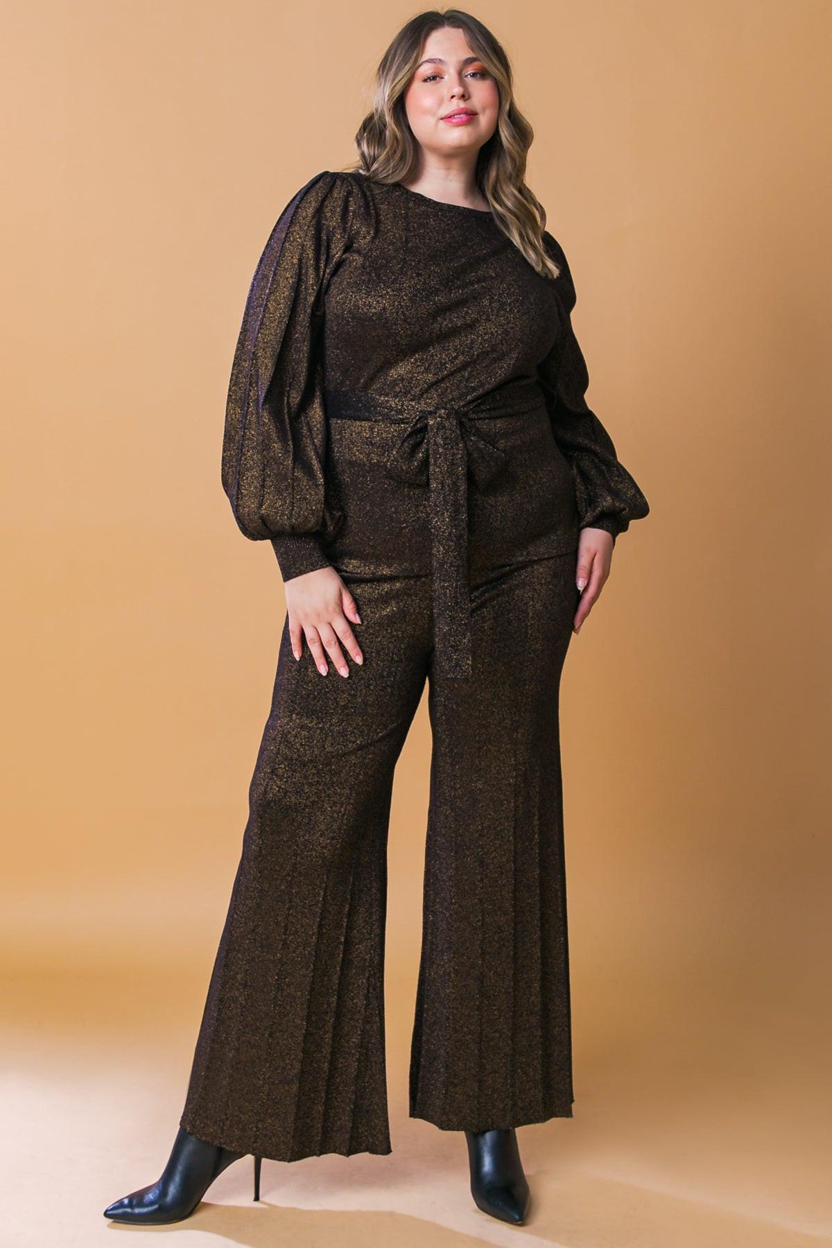 Stunning Stance Metallic Sweater Tunin and Pant Set
