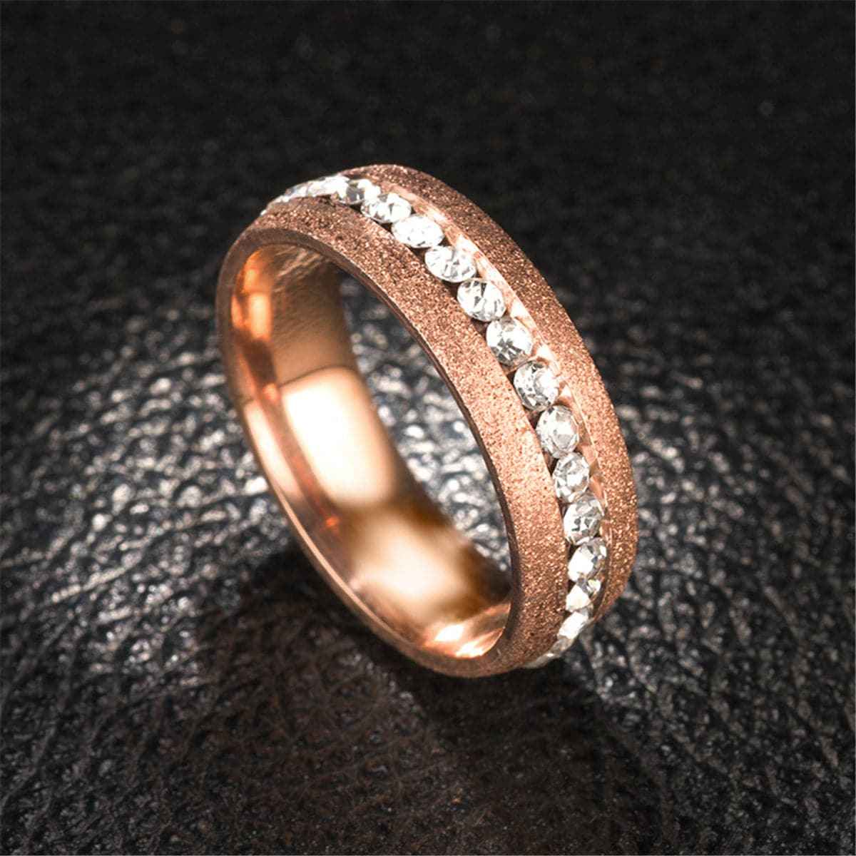 Cubic Zirconia & Rose Goldtone Frosted Band