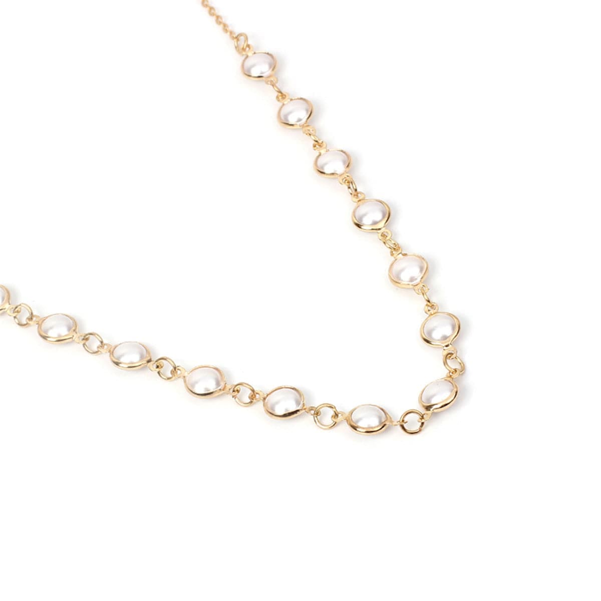 Pearl & Goldtone Station Choker Necklace