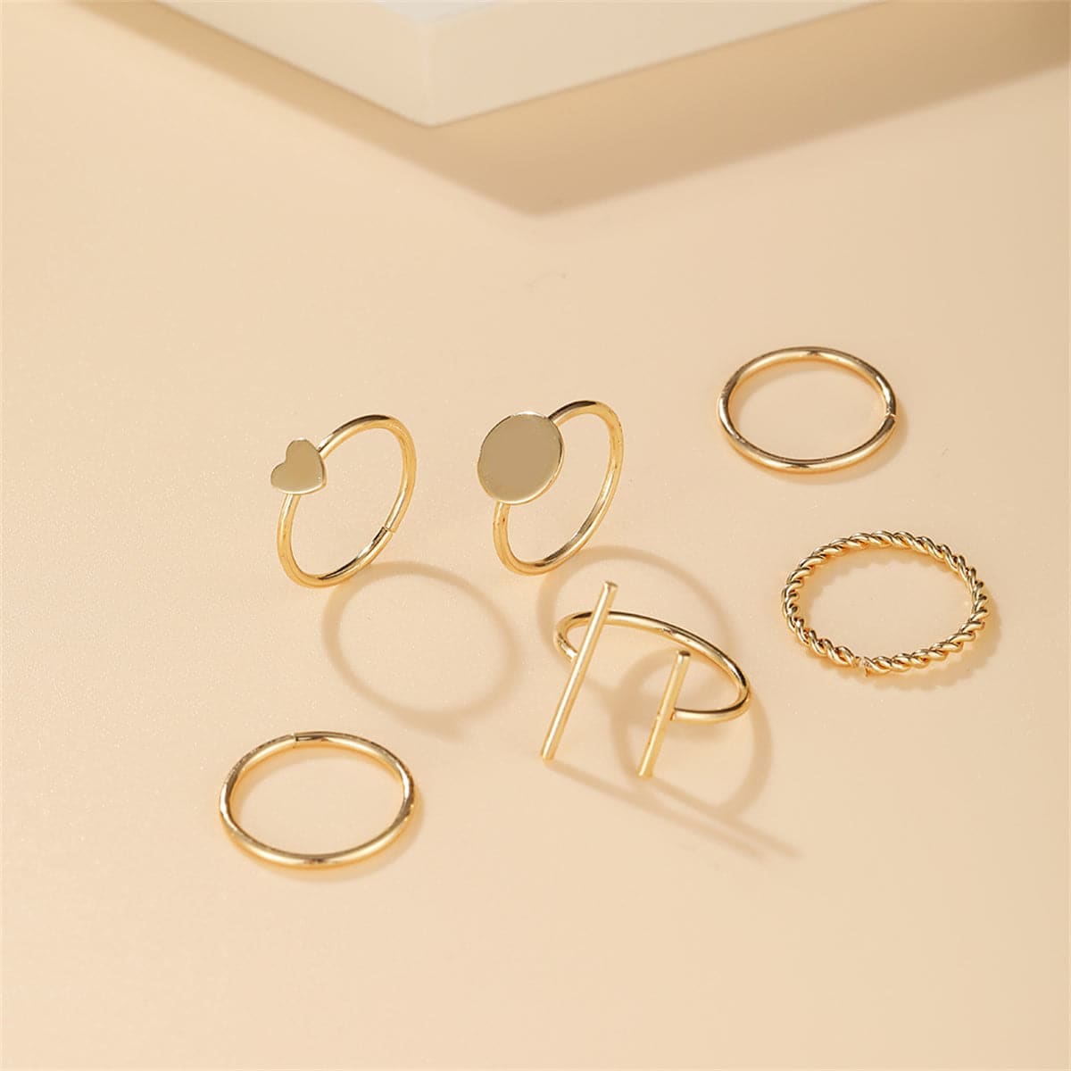 Goldtone Heart Ring Set
