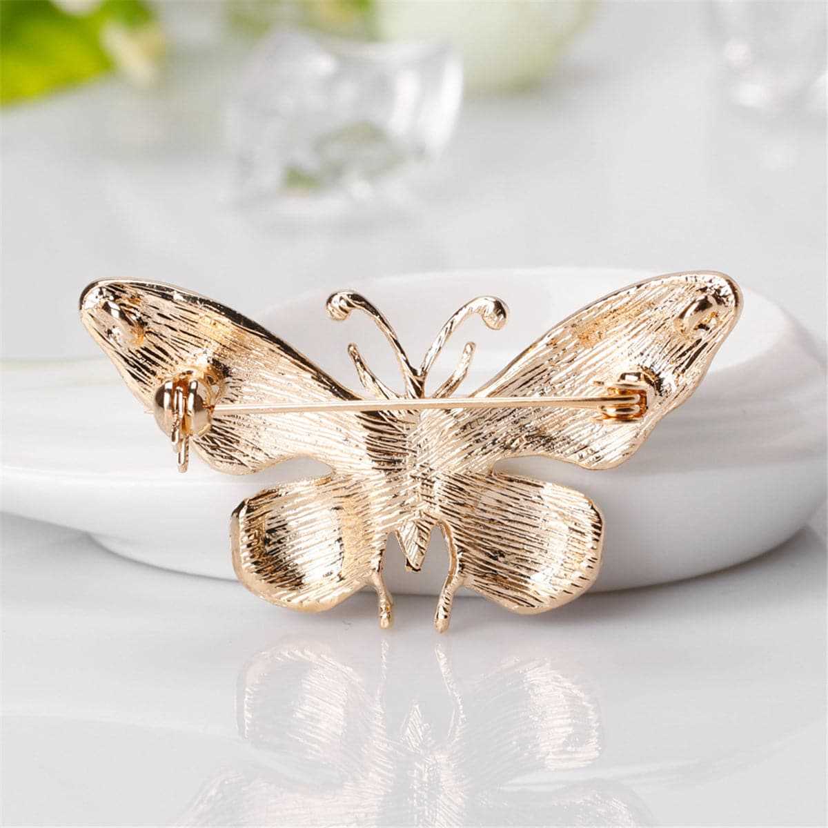 Cubic Zirconia & Crystal Butterfly Brooch