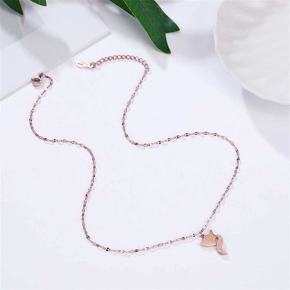 Rose Goldtone Fox Pendant Necklace