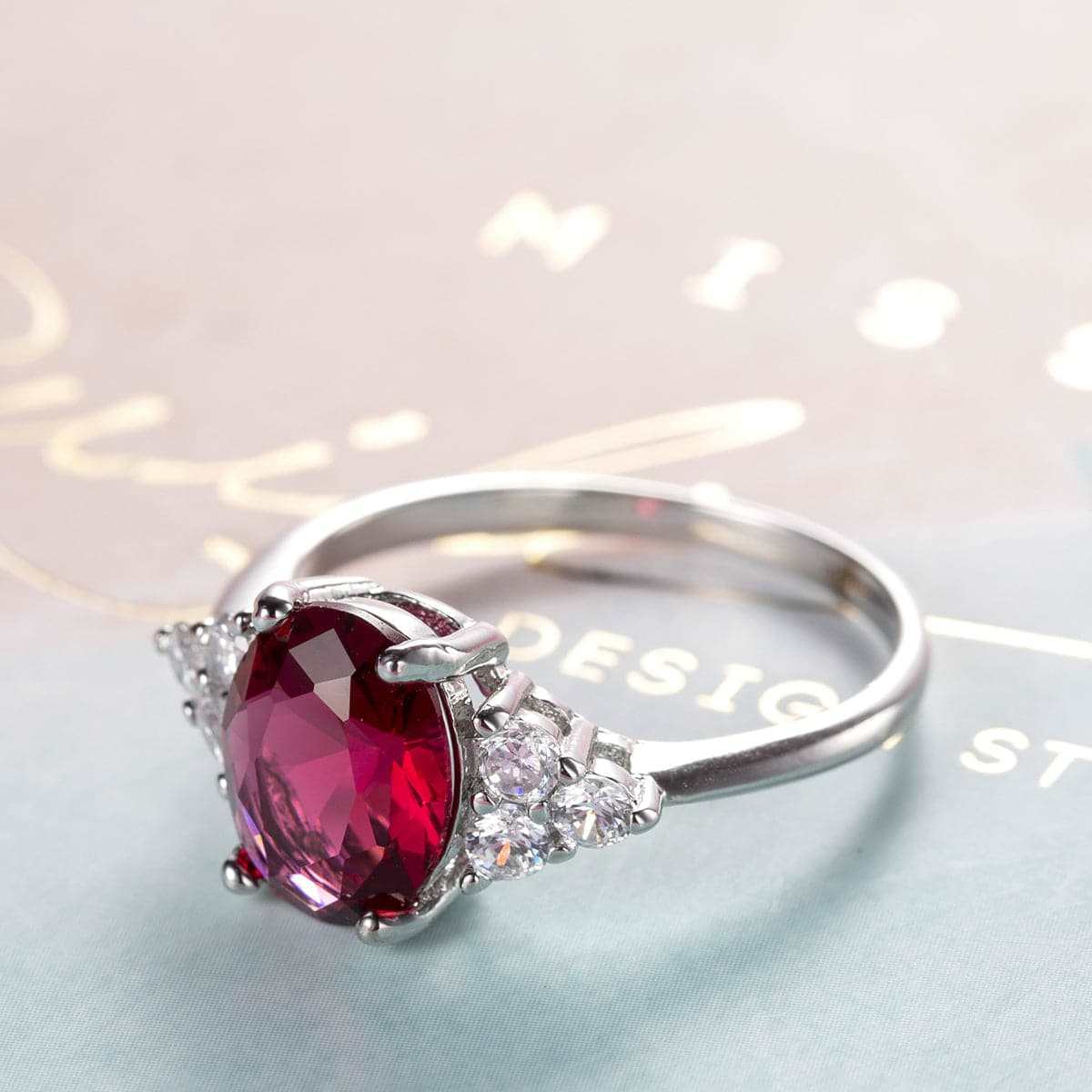 Rose Crystal & Cubic Zirconia Triangle Ring