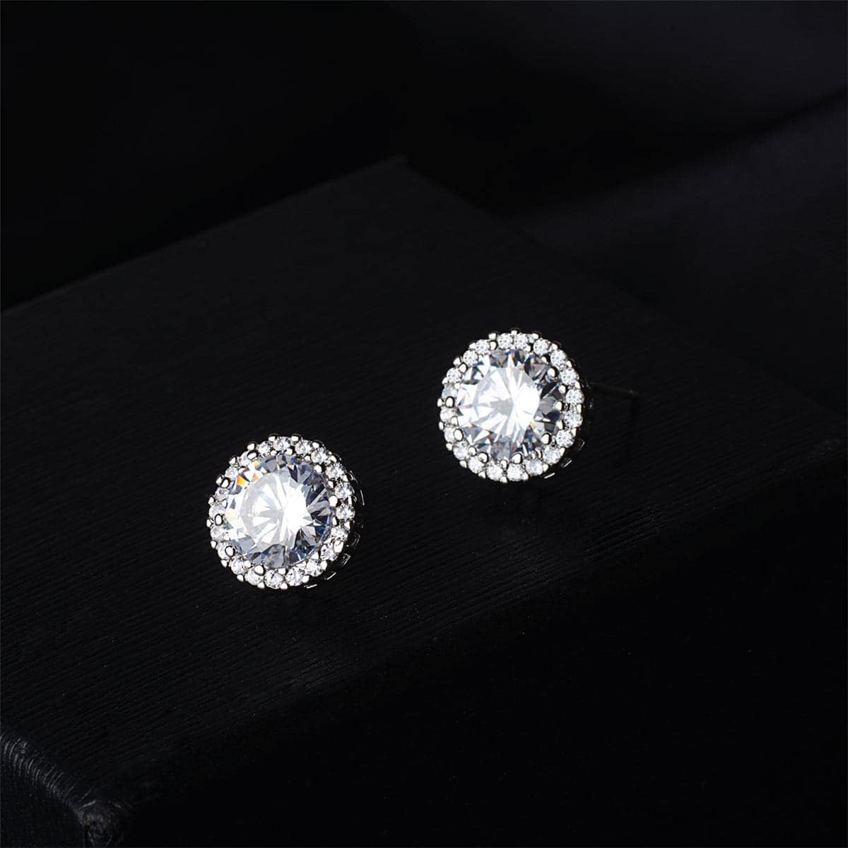 Cubic Zirconia & Crystal Silvertone Hola Stud Earrings