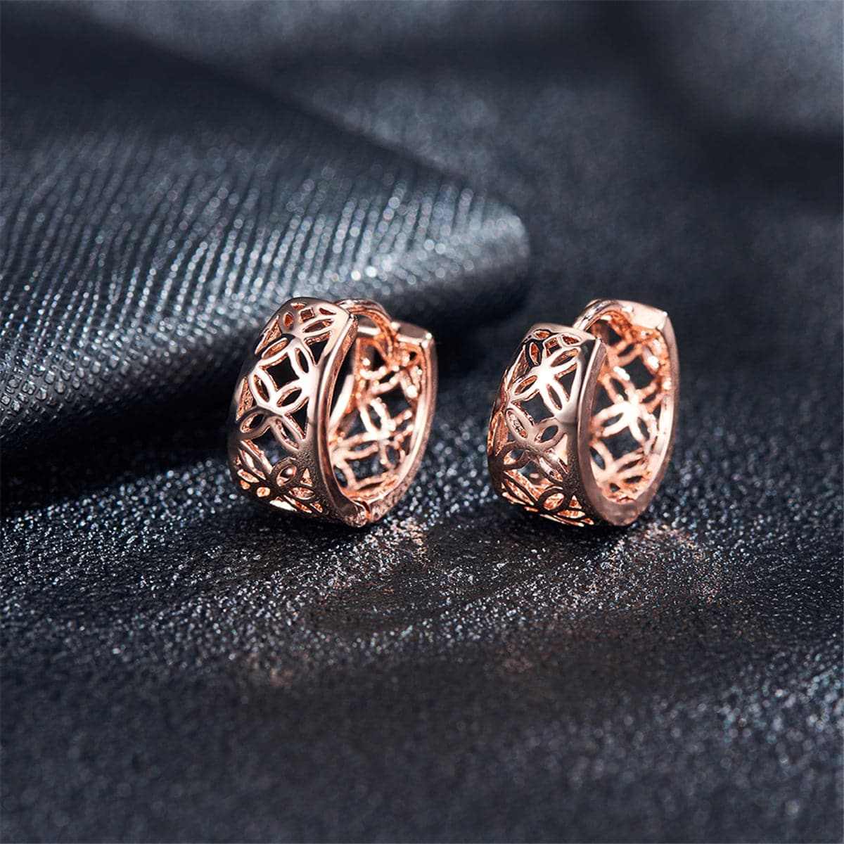 Rose Goldtone Openwork Huggie Earrings