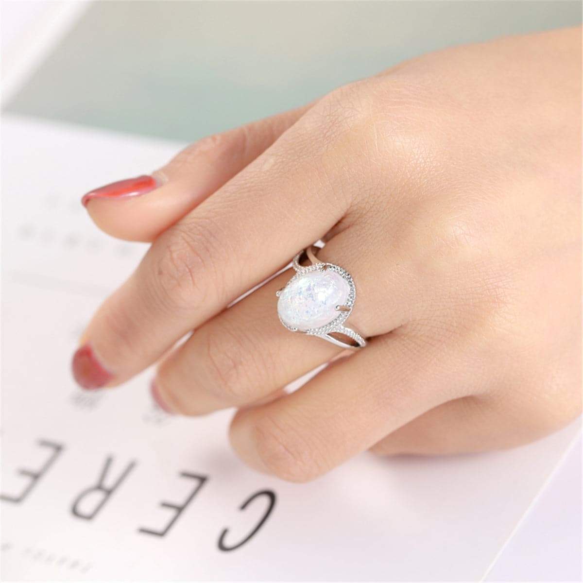 Resin & Silvertone Statement Ring