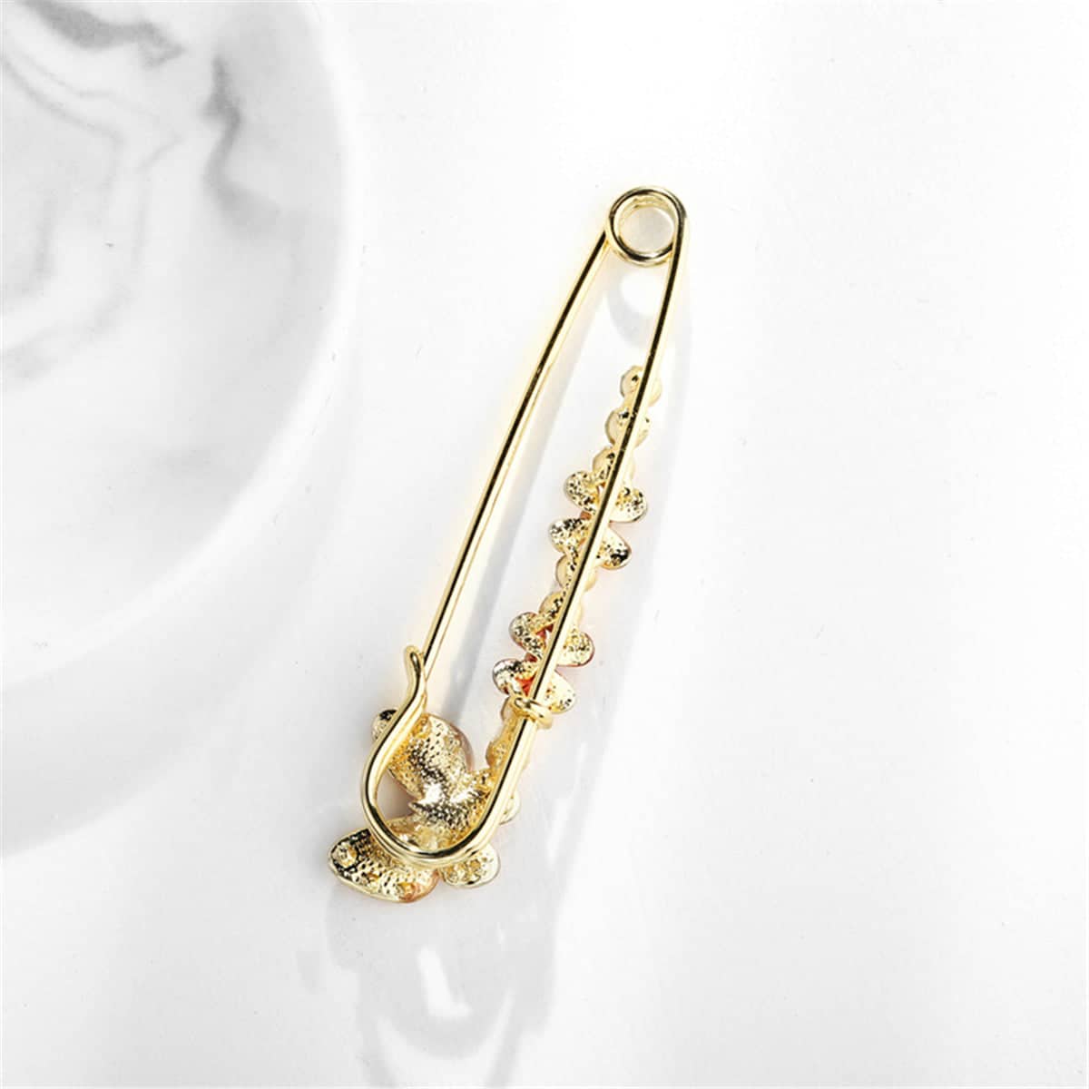 Cubic Zirconia & Enamel Goldtone Butterfly Flower Pin Brooch