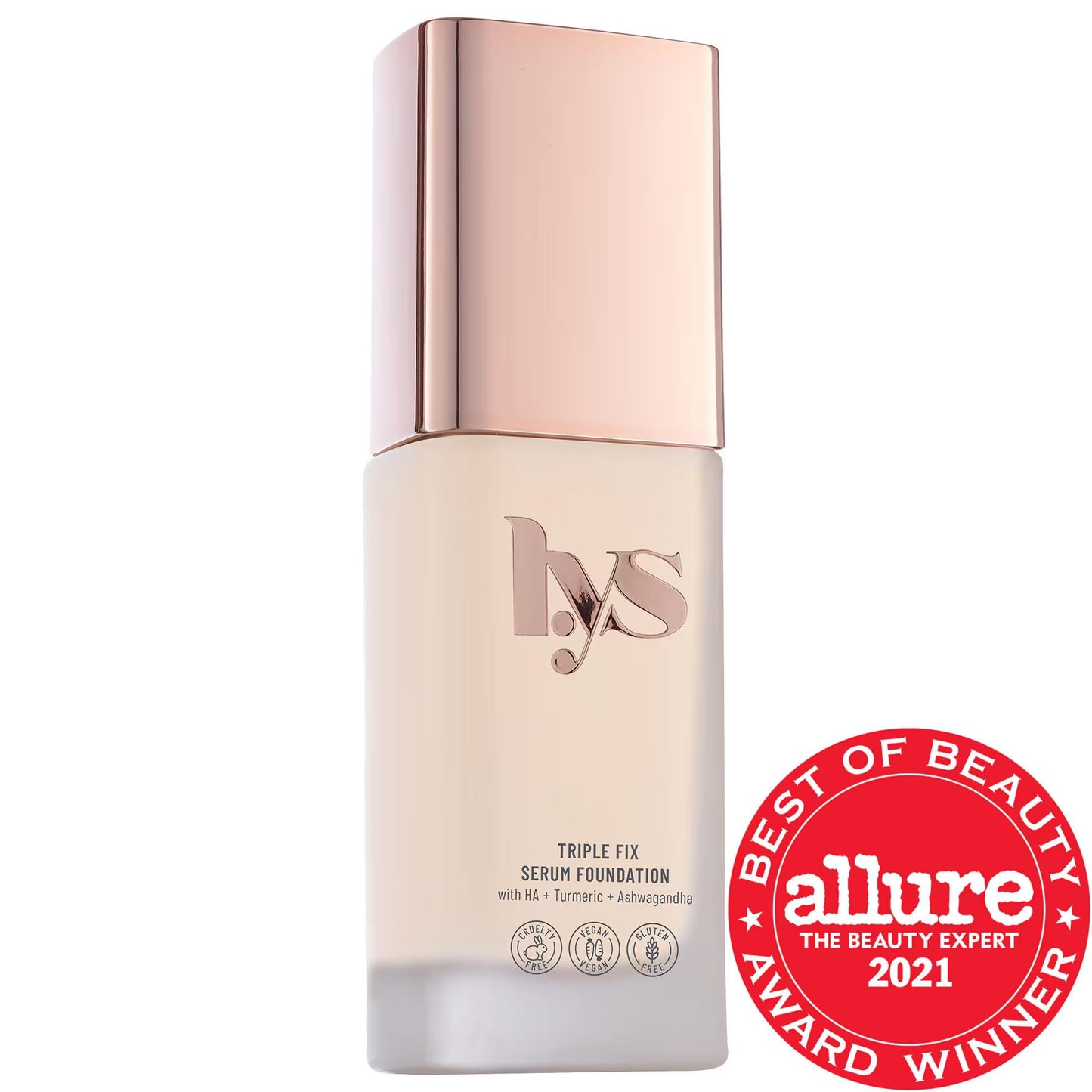Triple Fix Serum Foundation: Clean, Vegan & Cruelty-Free Makeup with Hyaluronic Acid, Turmeric & Ashwagandha - Natural Finish, Light-Medium Coverage