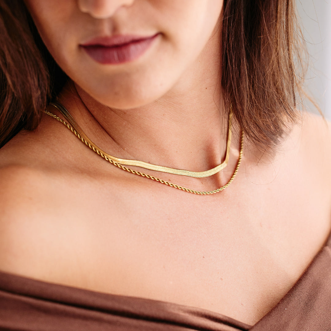 Mint & Lily Herringbone Gold Chain Necklace