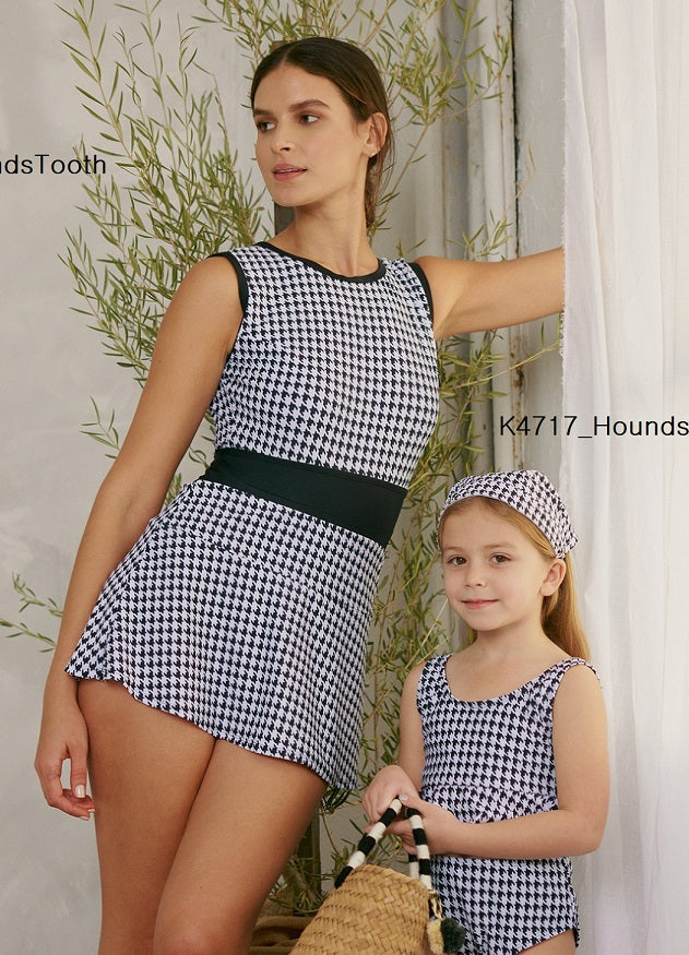Marina West K4717 Kids Tankini Swimsuit Set (HoundsTooth)