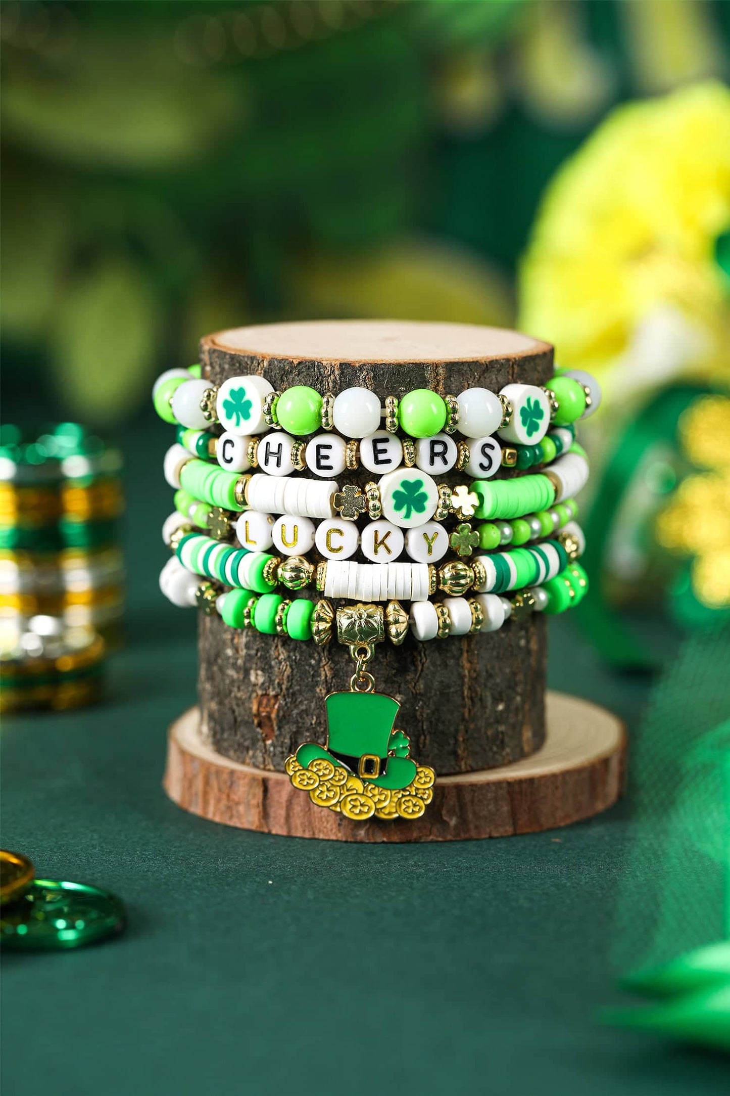 Alaina Multilayered 6pcs Bracelet Set - Green / ONE