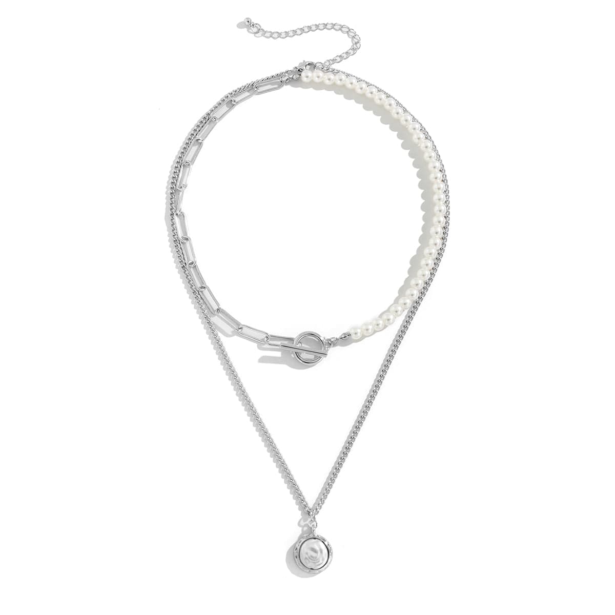 Pearl & Silvertone Necklace Set
