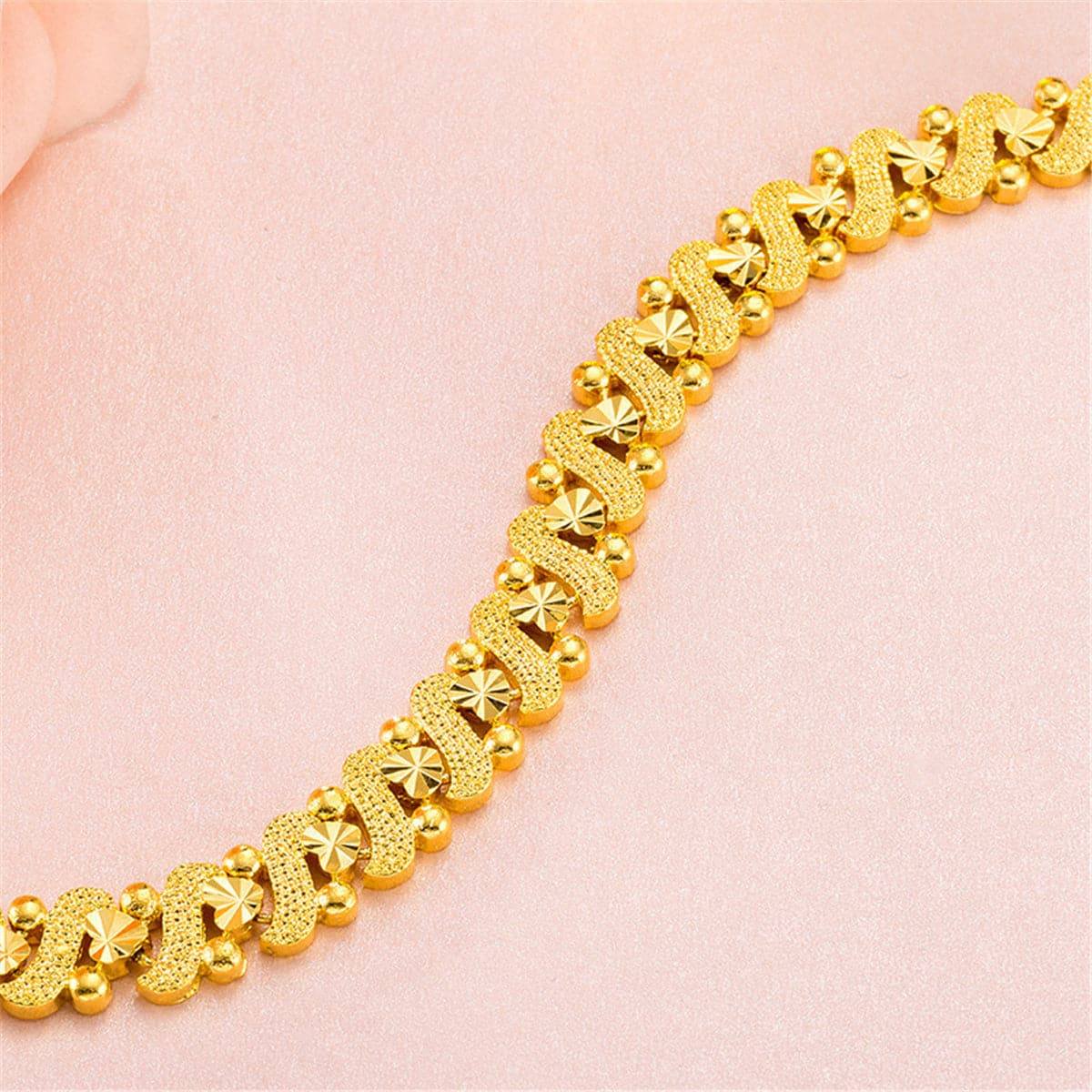 Goldtone Floral Swirl Chain Bracelet