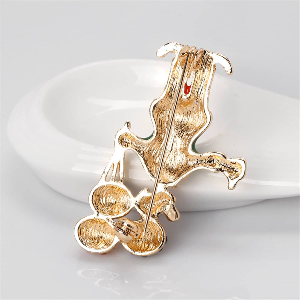 Cubic Zirconia & Goldtone Bouquet & Clown Brooch