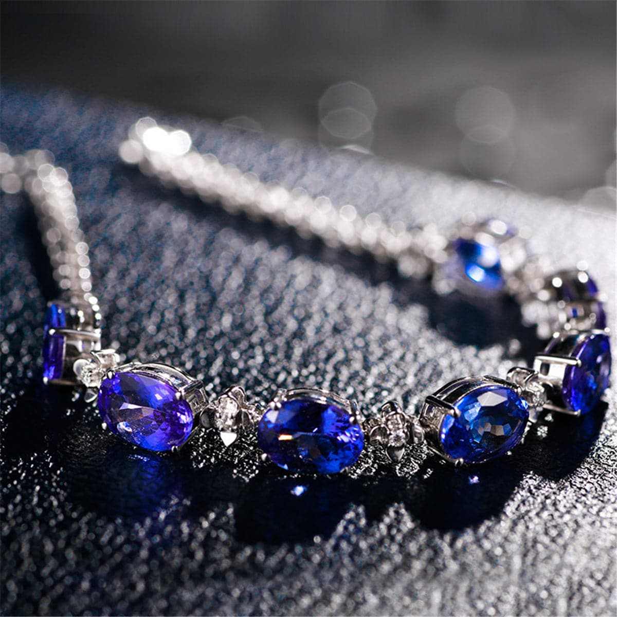 Blue Crystal & Cubic Zirconia Clover Tennis Bracelet