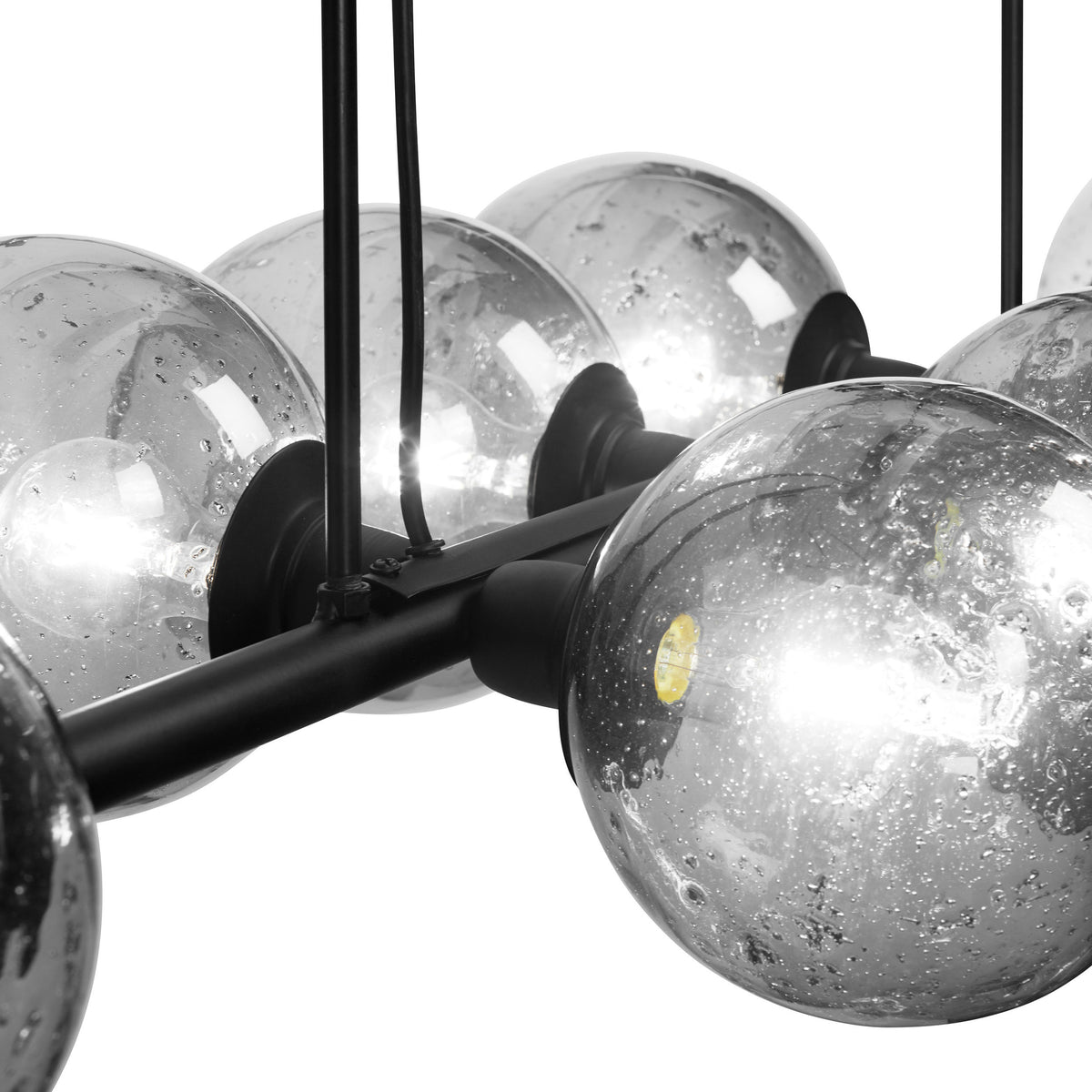 River of Goods 48" L 8-Light Mariko Black Metal and Smoked Glass Chandelier