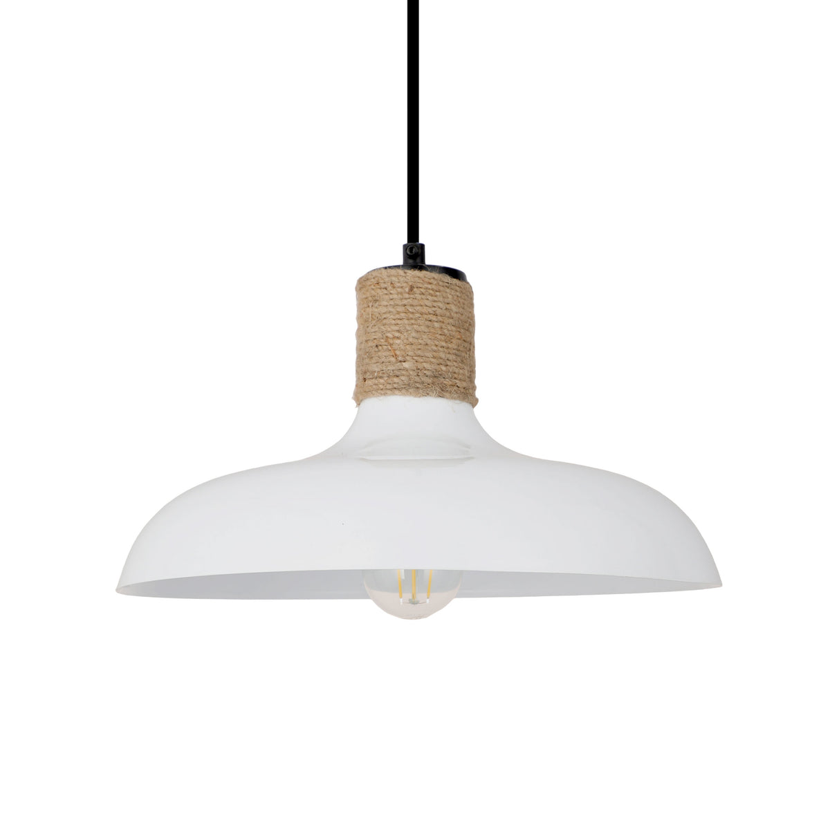 River of Goods Anastasia 14"W White and Jute Drum Pendant Light