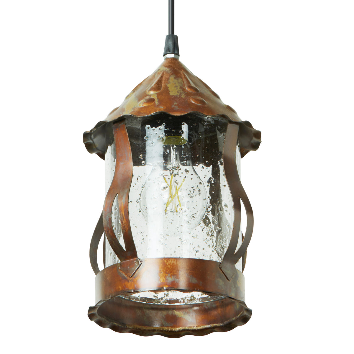 River of Goods 6.25" W 1-Light Cormac Metal and Glass Pendant
