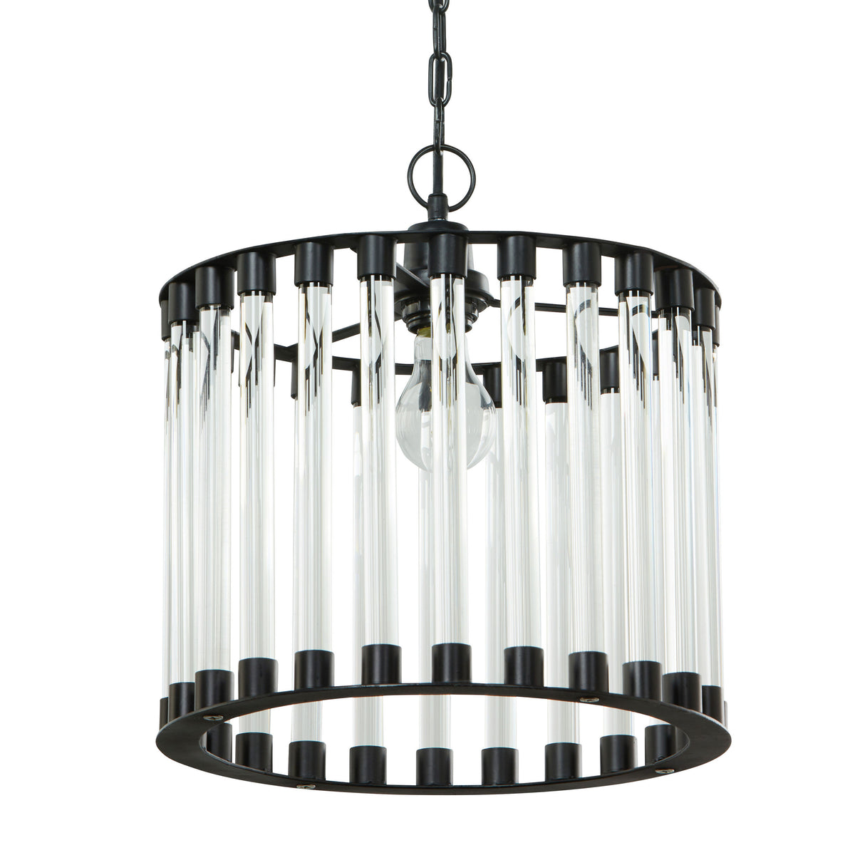River of Goods 13" W Adalee Clear and Black Glass and Metal Pendant Light