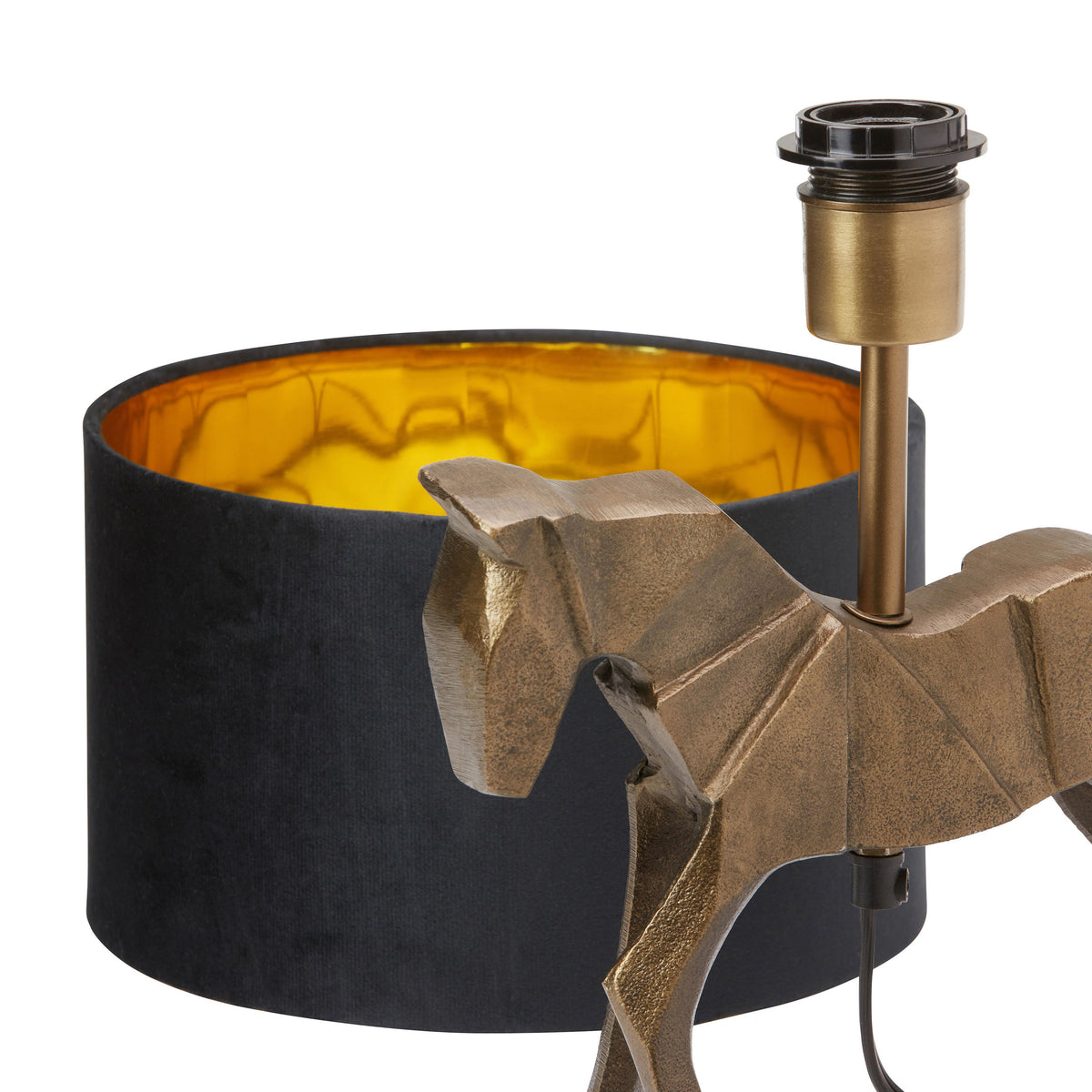 River of Goods 17.75 H Gold Origami Horse Base Table Lamp with Black Drum Shade