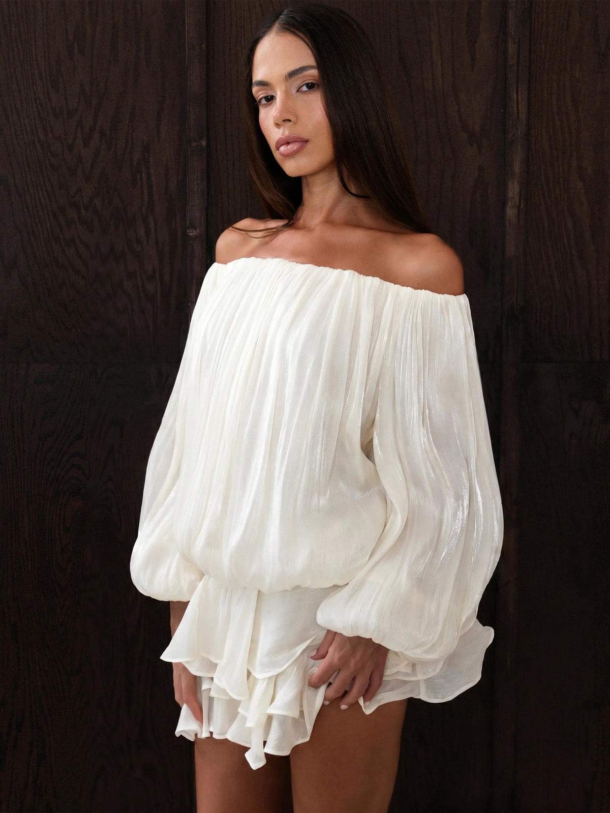Chic YC Women's Off-Shoulder Pleated Ruffle Hem Mini Dress Long Sleeve Zulily Chic YC Women's Off-Shoulder Pleated Ruffle Hem Mini Dress Long Sleeve Zulily