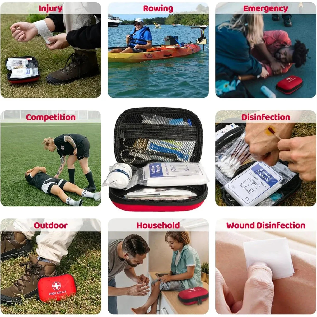 Hard Shell First Aid Case with Carabiner(20-Piece)