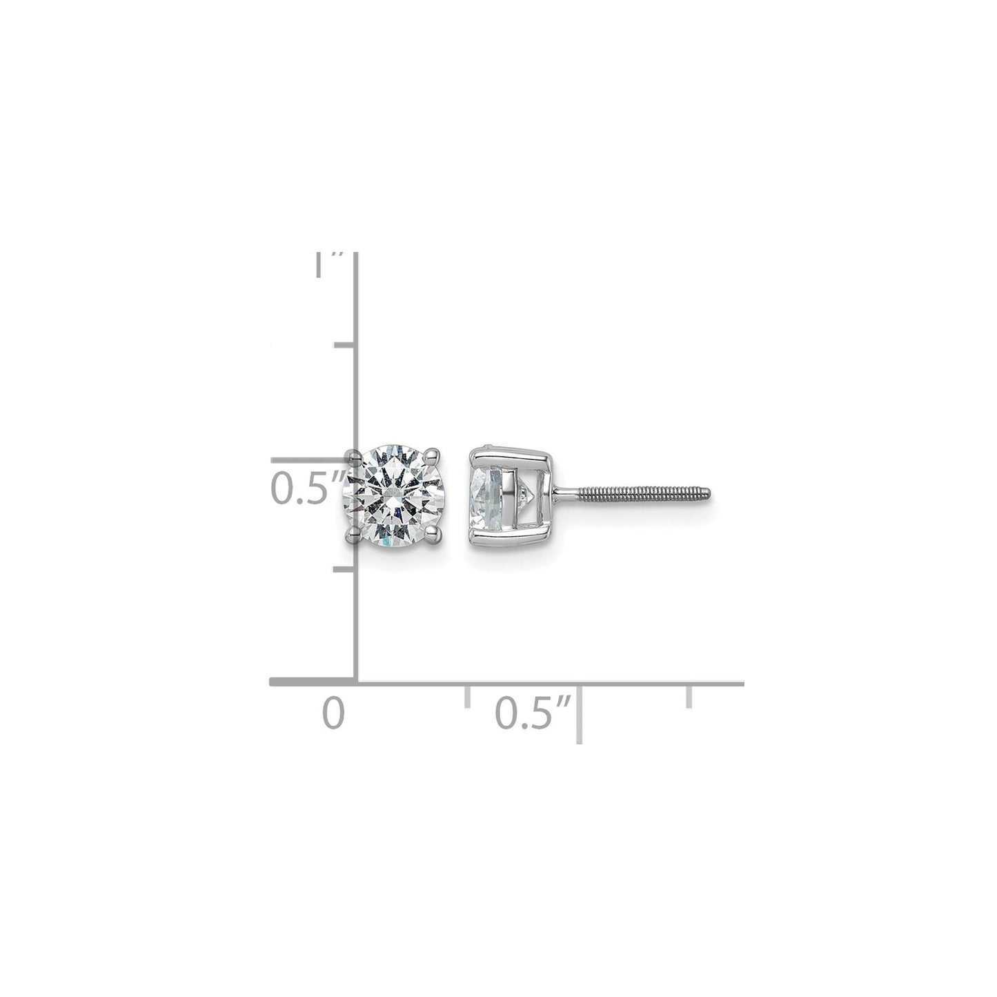 14k White Gold Lab Grown Diamond Four Prong Stud Earrings 2.5 Ct