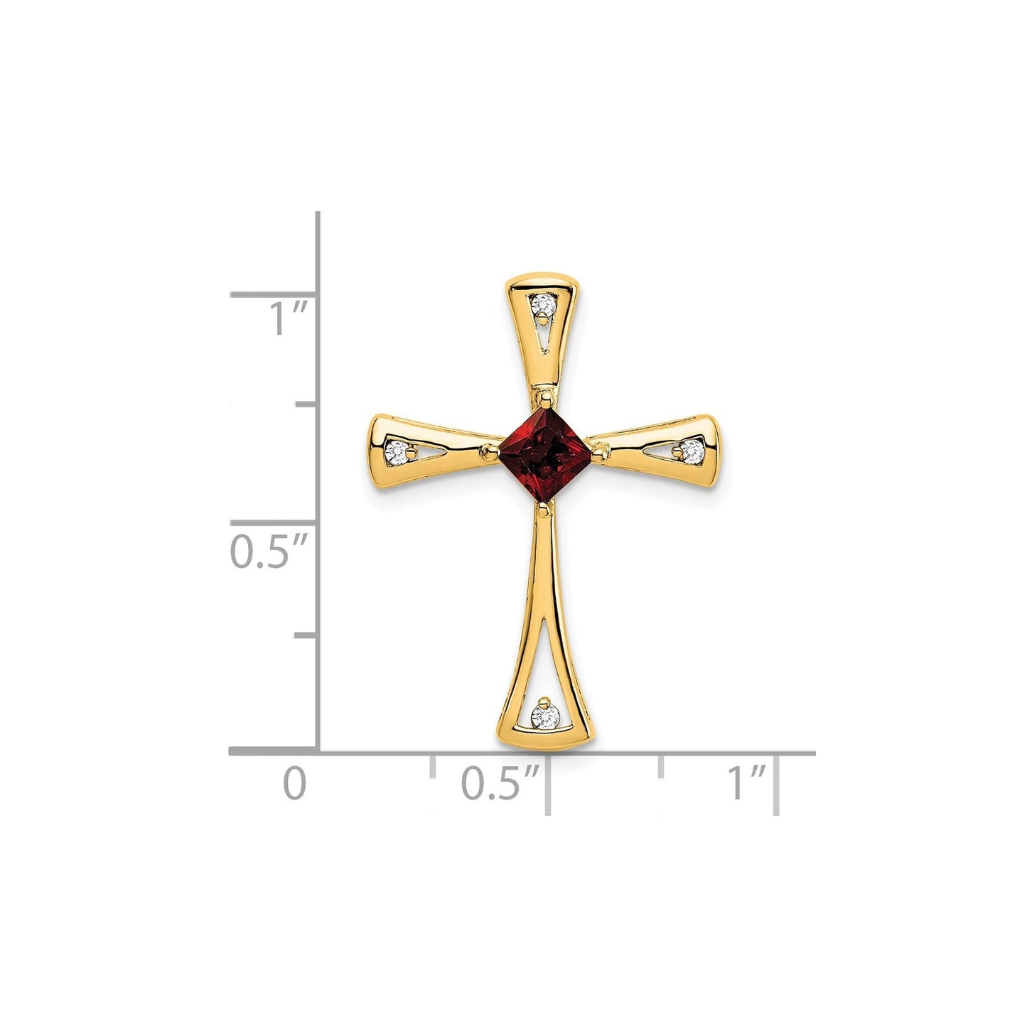 Natural Garnet and Diamond Cross Chain Slide Pendant